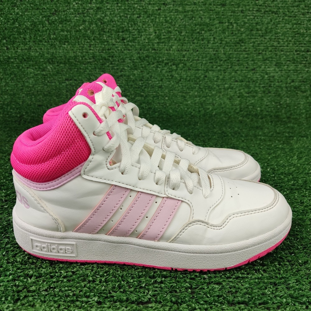 Adidas Shoes Kids 2 White Pink Hoops 3.0 Mid Sneakers IF2722 High Top Basketball